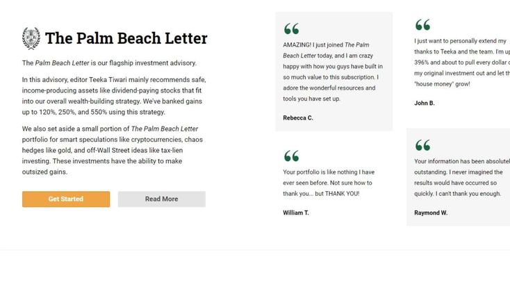Palm Beach Letter Available For 12 Month Membership