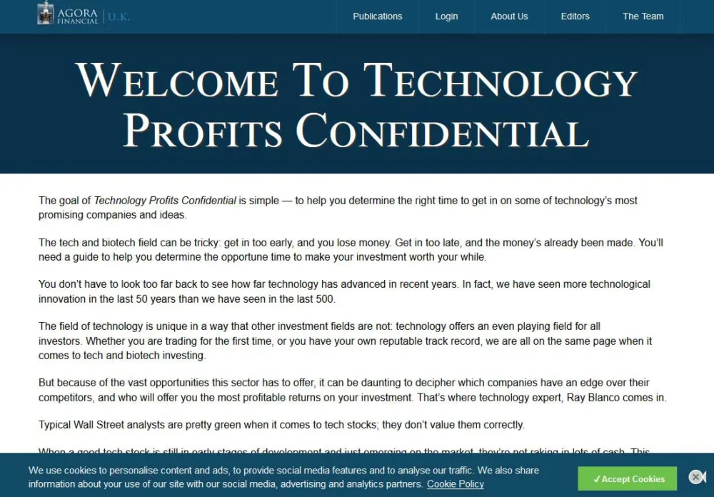 Technology Profits Confidential Newsletter By Ray Blanco