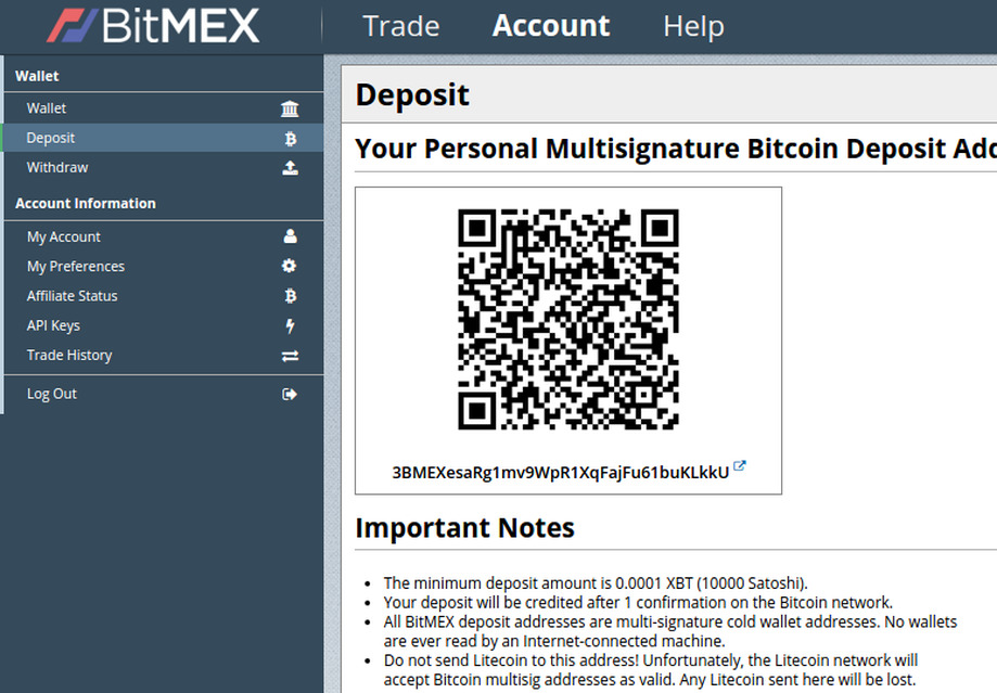 Depositing Funds On BitMEX
