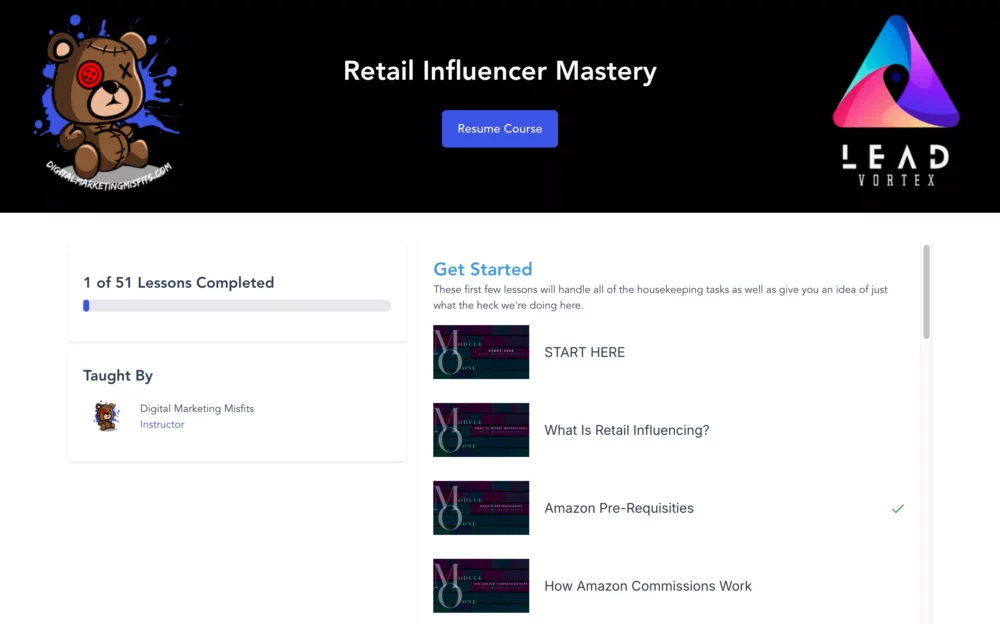 Retail Influencer Mastery dashboard