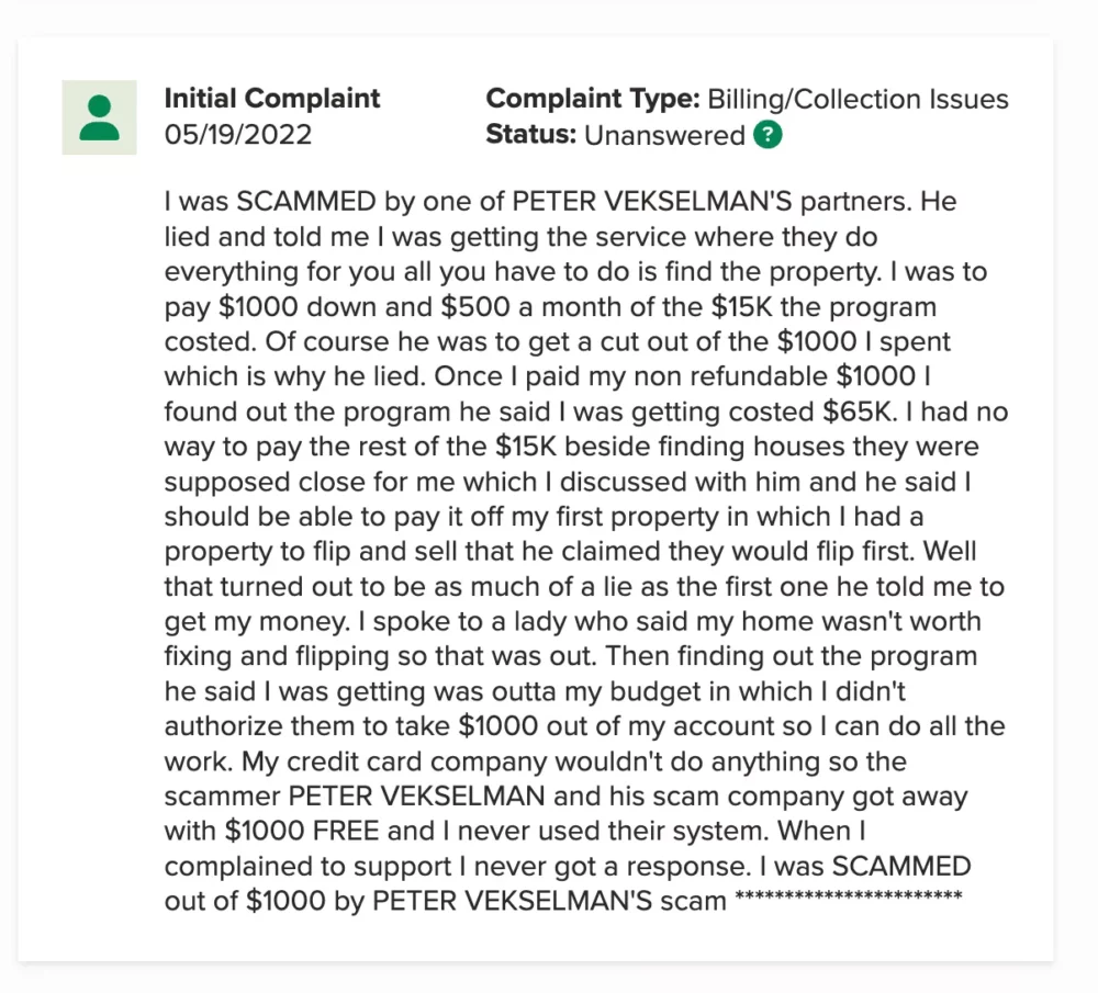 peter vekselman complaint