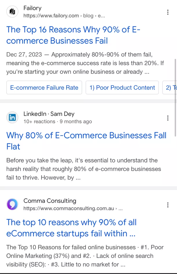 The huge failure rate is a real problem in ecommerce