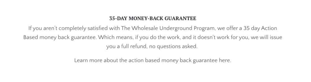 Wholesale Underground refund policy